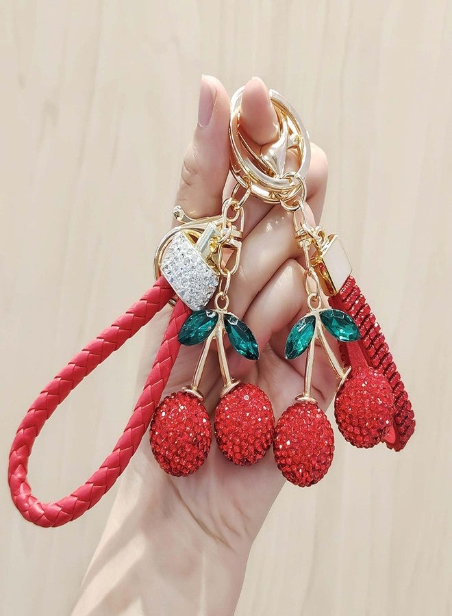 Hoheng Cherry Keychain Cherry Bag Charm Red Dresses for Women Cute Fruit Bag Charms for Handbags Valentines Day Gifts - Image 5